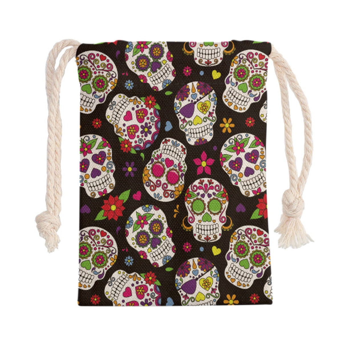 Gothic Dia de los muertos sugar skull Drawstring Bag, Skeleton Drawstring Bag