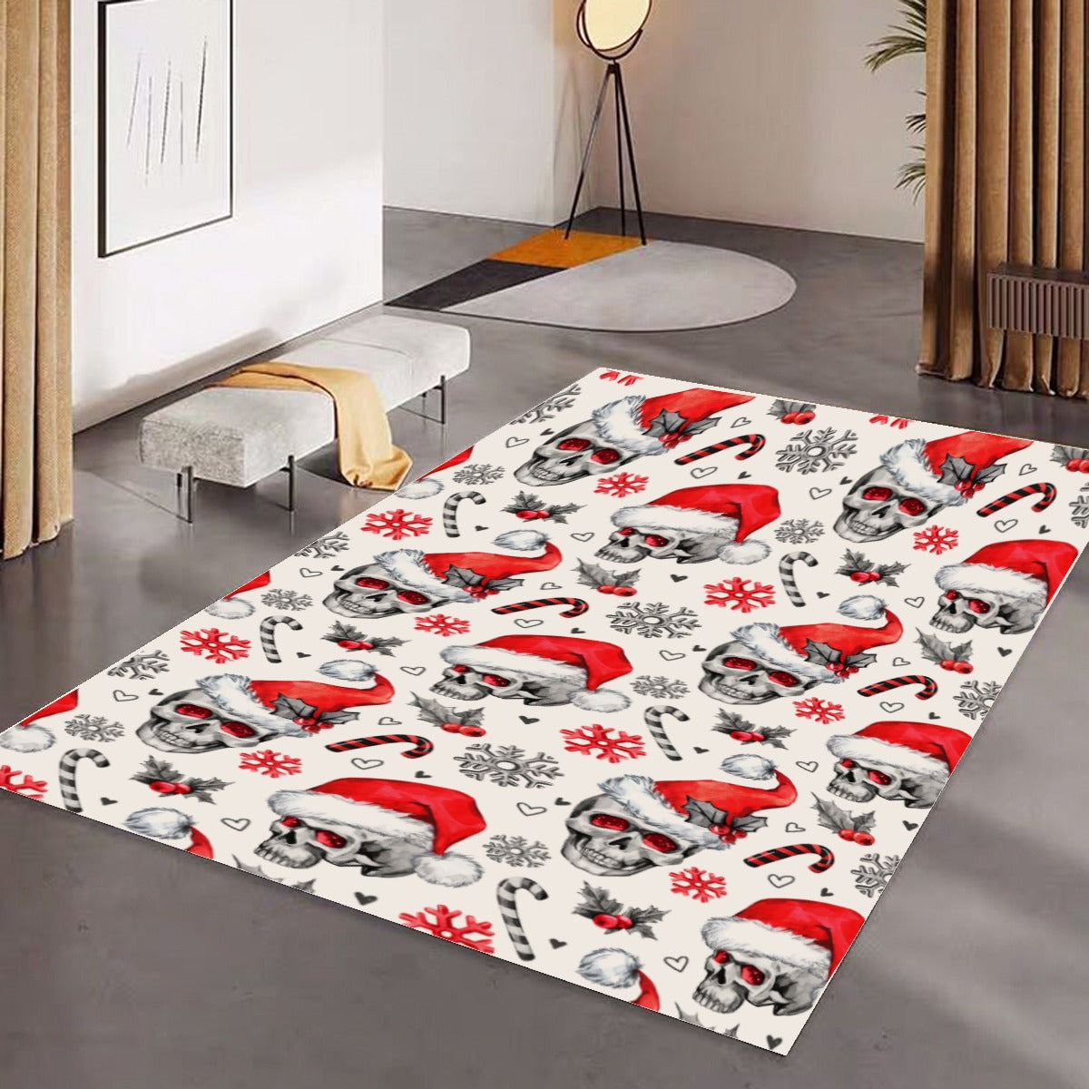 Skull Santa Claus Foldable Rectangular Floor Mat