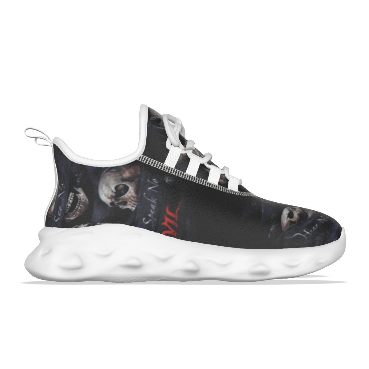 No see no hear no speak evils skull Women's Light Sports Shoes