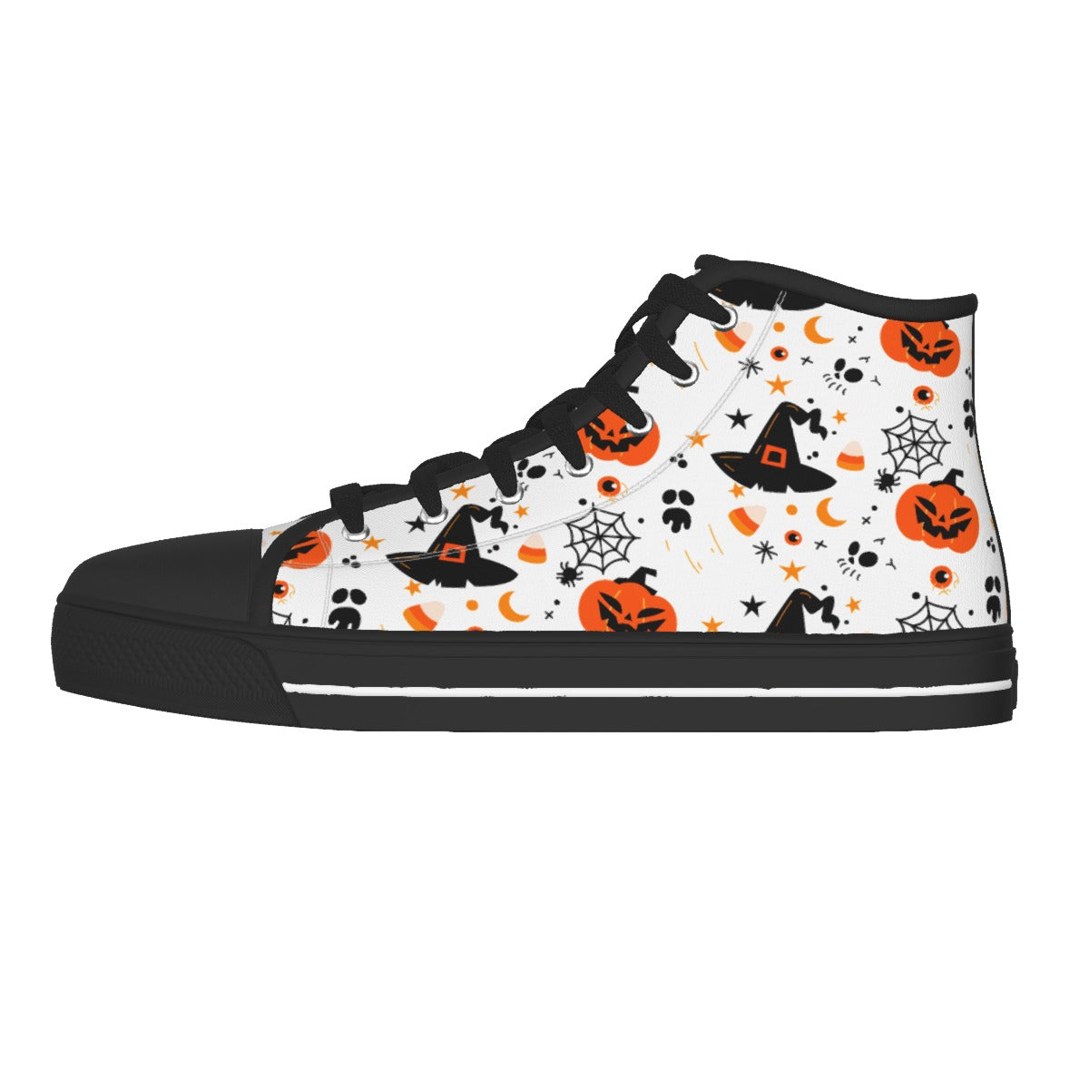 Halloween Pumpkin gothic Women's Black Sole Canvas Shoes, Halloween women's shoes