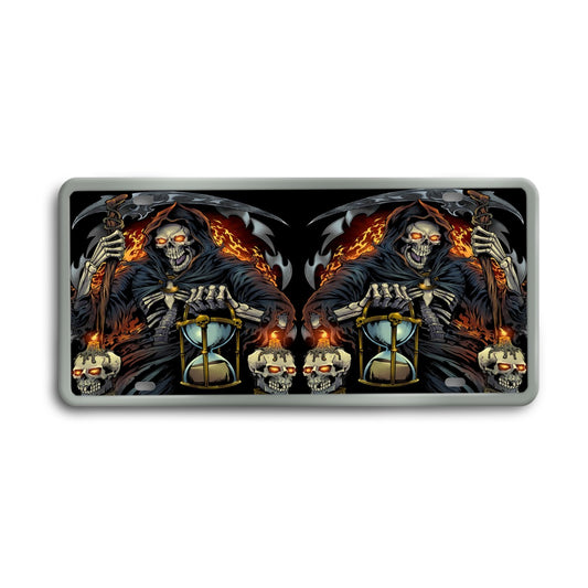 Grim repaer Vintage License Plate Decoration Painting, Halloween skeleton License Plate