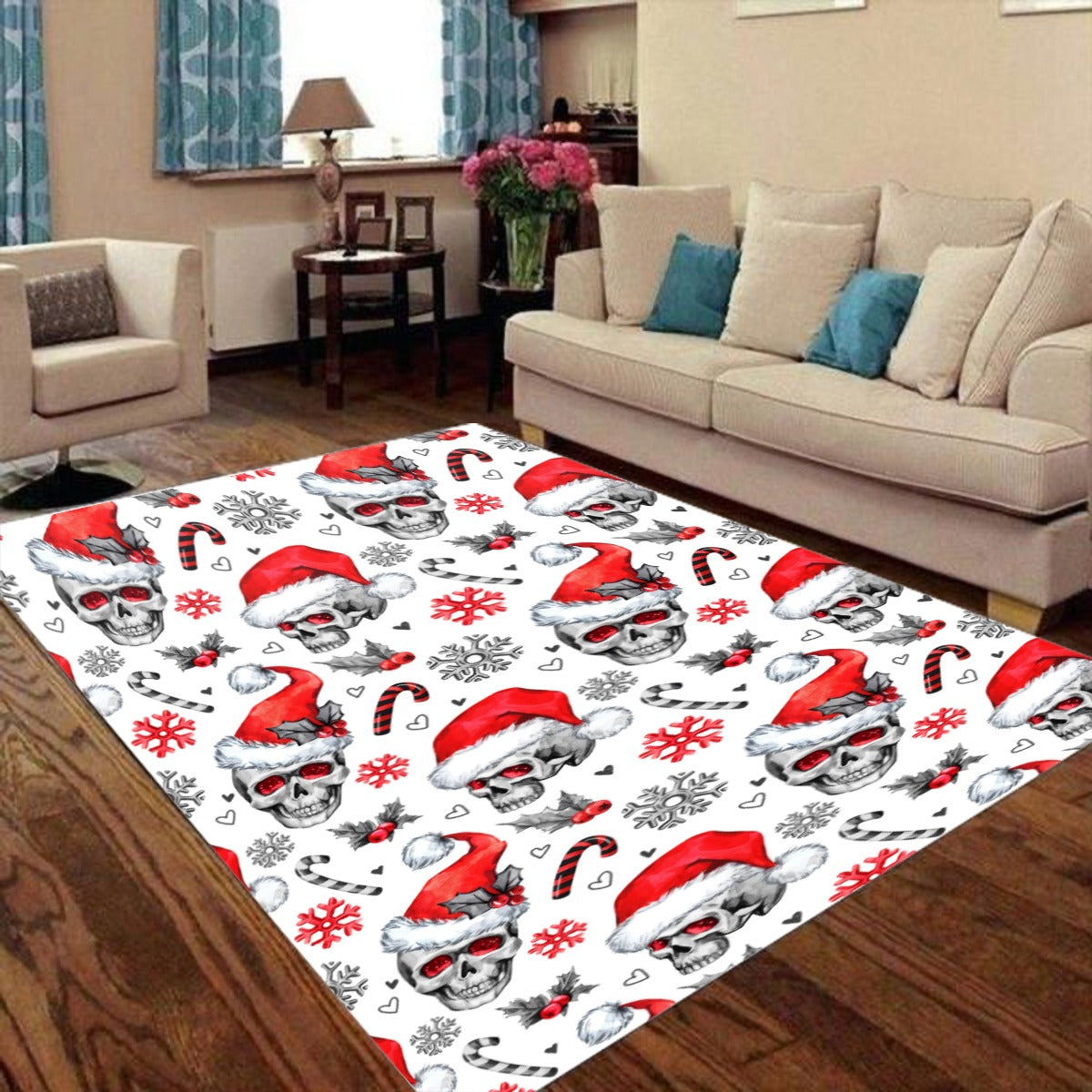 Skull Santa Claus Foldable Rectangular Floor Mat