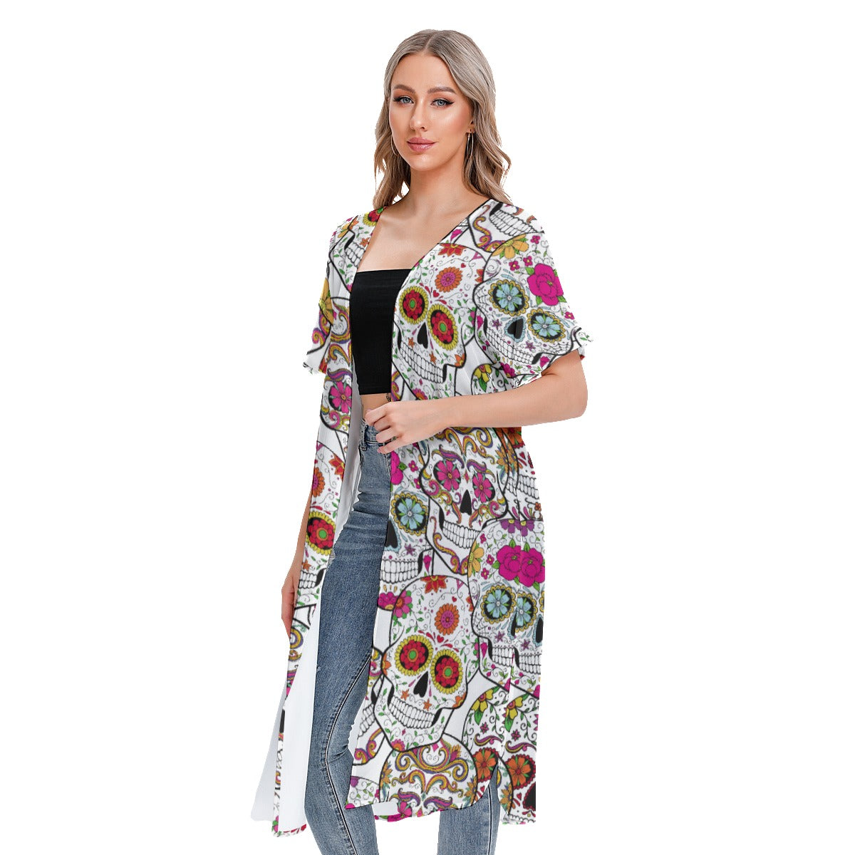 All-Over Print Women's Short Sleeve Cardigan