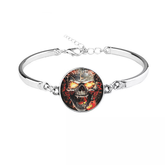Fire skull gothic Bracelet, Day of the dead bracelet jewelry custom Bracelet