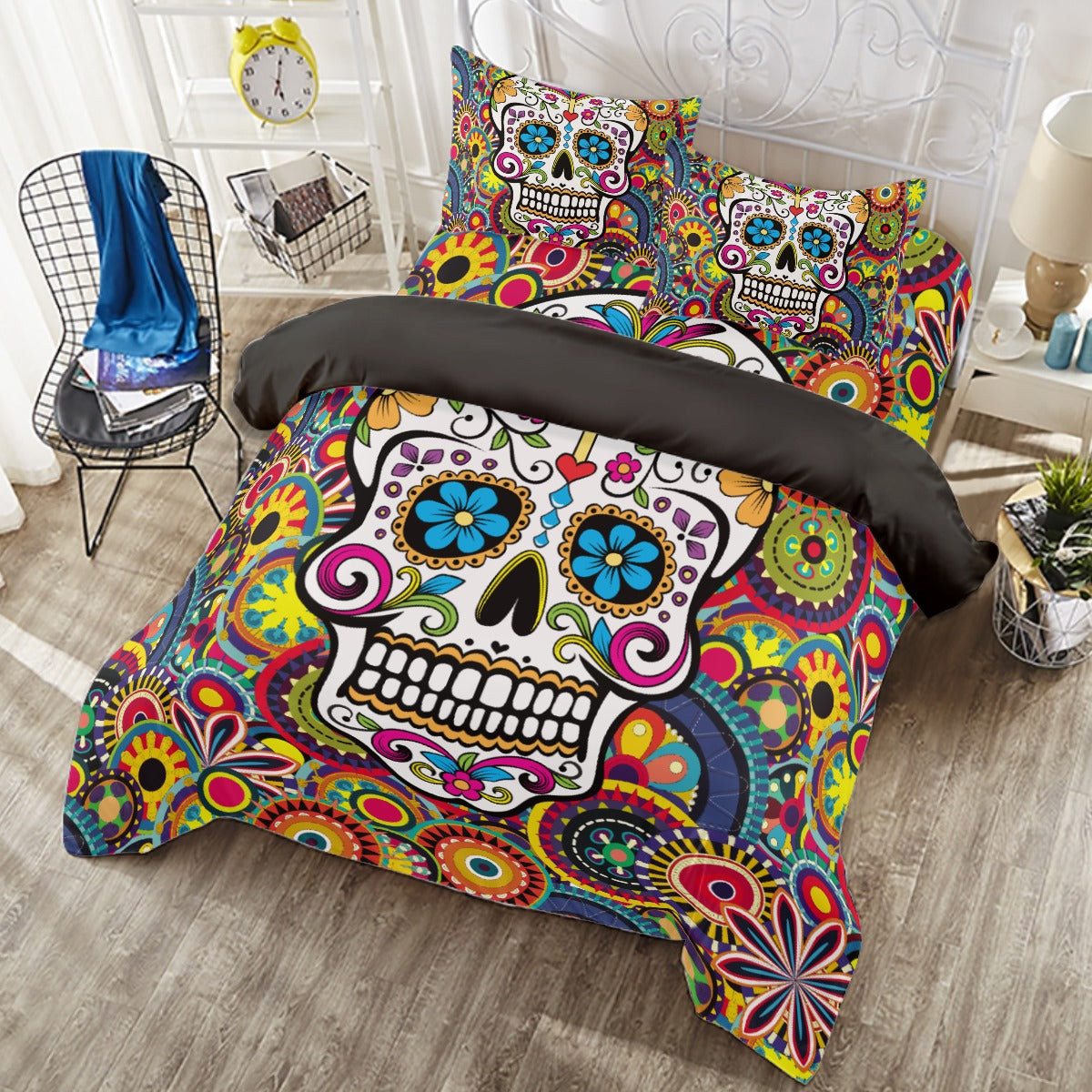 4 pcs Sugar skull Pattern day of the dead Duvet Cover Set