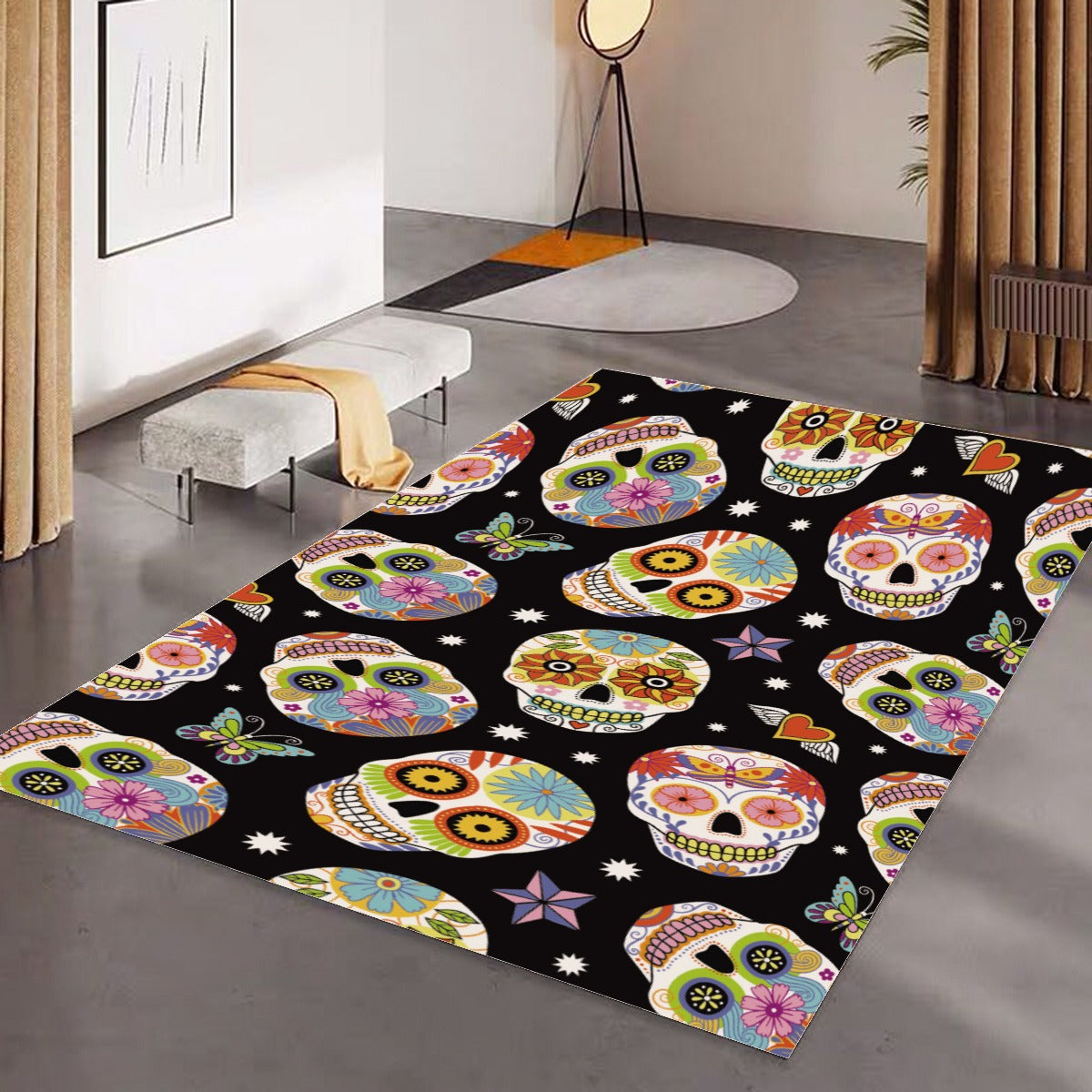 Dia de los muertos pattern sugar skull Foldable Rectangular Floor Mat