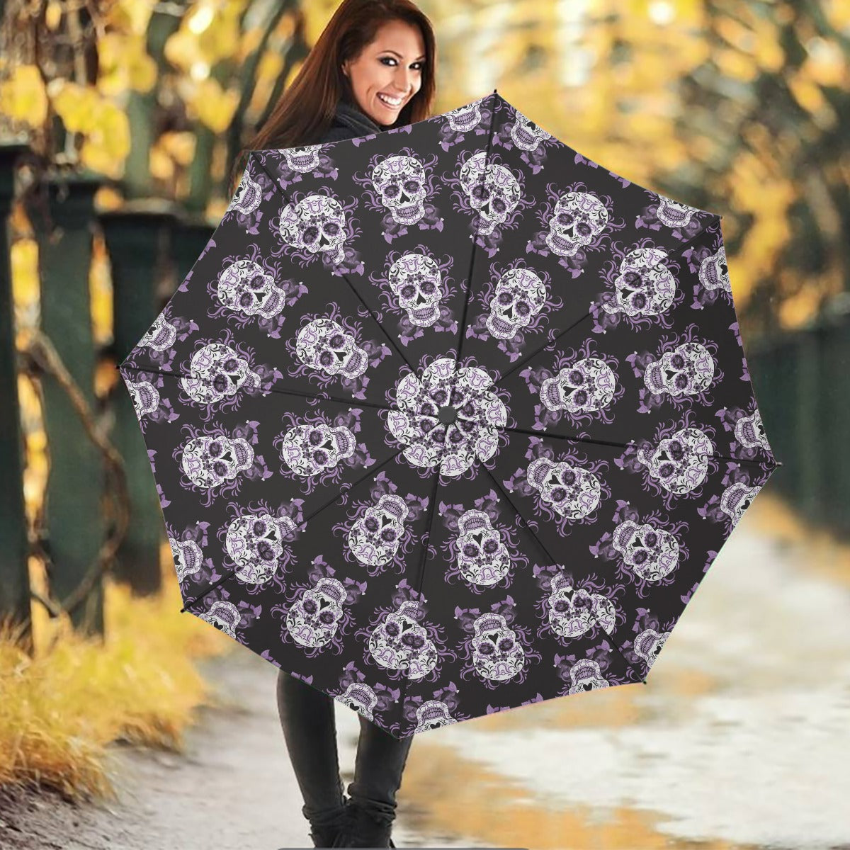 Sugar skull Umbrella, Day of the dead umbrella, Clavera skull umbrella, skeleton umbrella