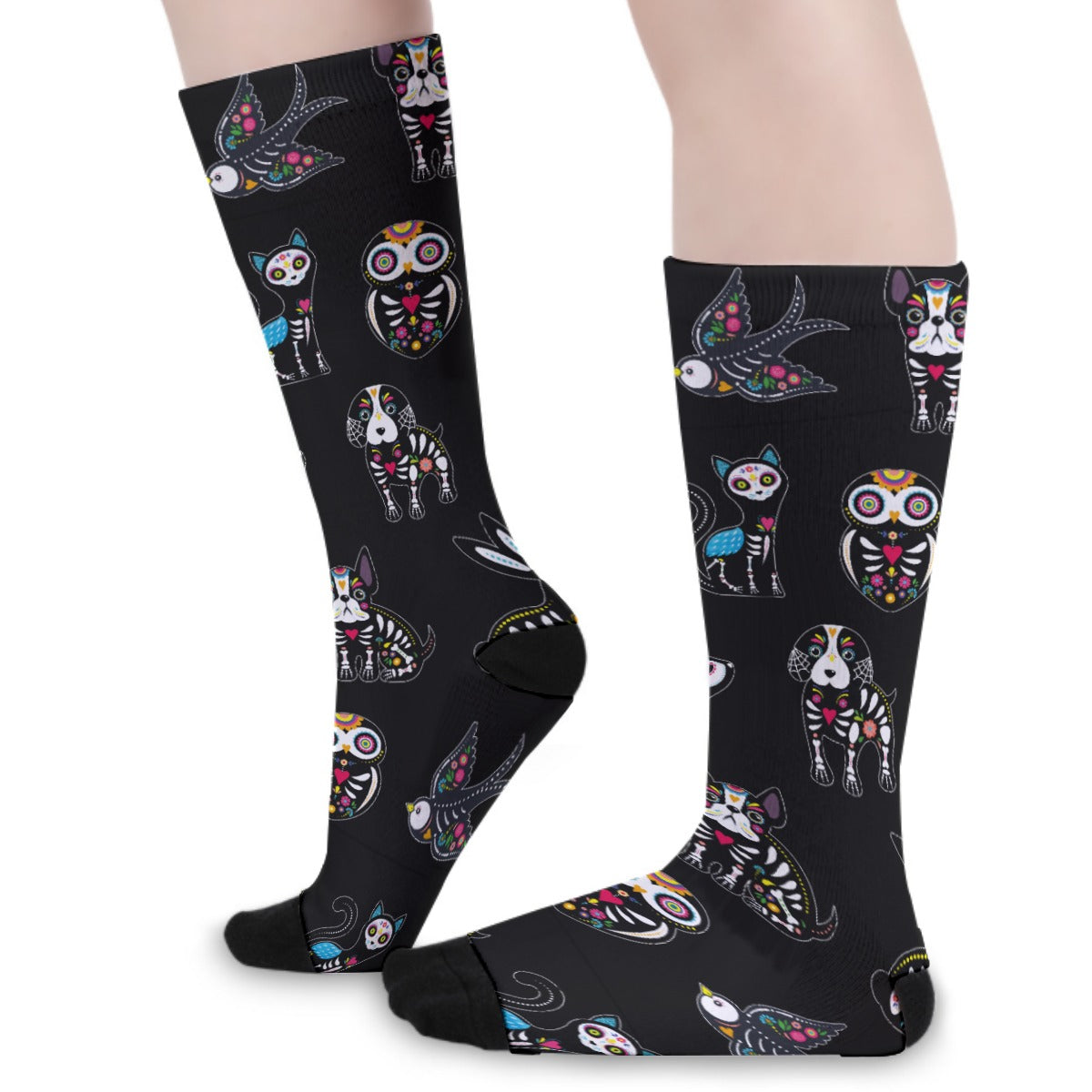 Sugar skull animal Unisex Long Socks, Day of the dead mexican skull long socks