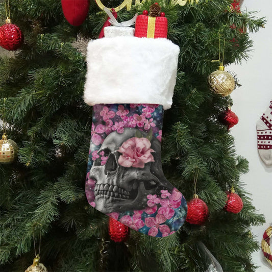 Floral gothic skull All-Over Print Christmas Socks