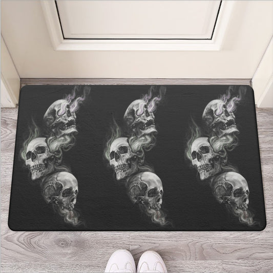 Flamding skull Door Mat, gothic skeleton Halloween skull door mat rug