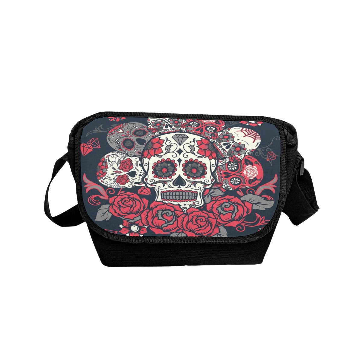 Day of the dead Gothic Mexican skull Messenger Bags, Halloween sugar skull floral messenger bag