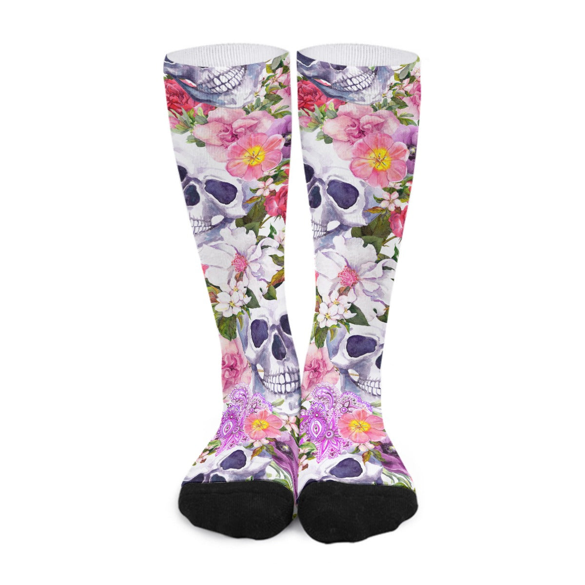 Floral skull All-Over Print Unisex Long Socks
