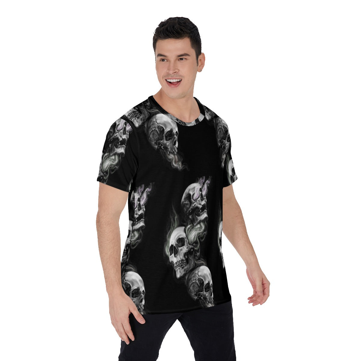 Gothic skull flaming skeleton Men's O-Neck T-Shirt