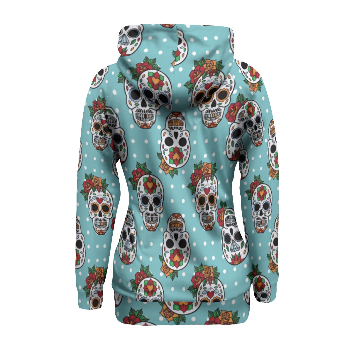 Sugar skull floral Women's Long Pullover Hoodie