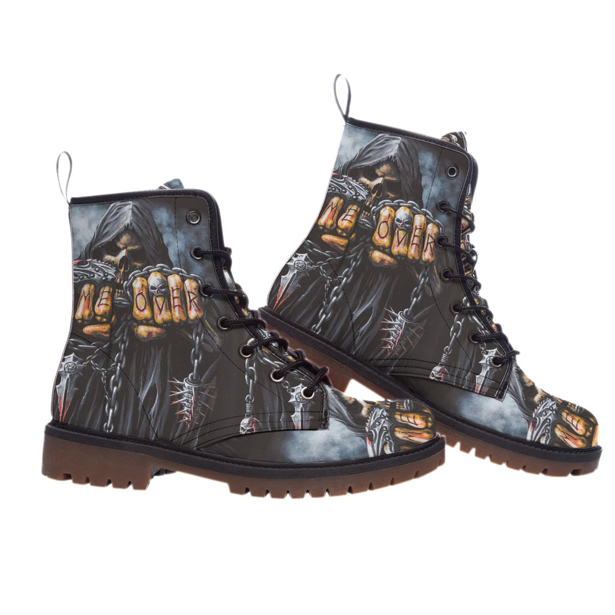 Game over grim reaper skull Men's Boots, Gothic skeleton skull shoes boots