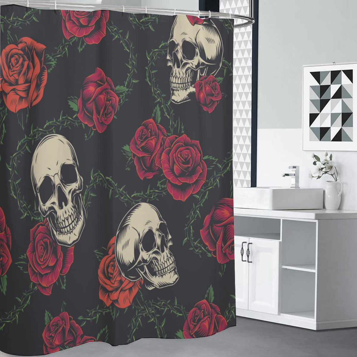 Floral skull Shower Curtains 150(gsm)