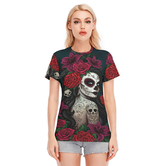 Sugar skull girl Women's T-Shirt, Day of the dead skeleton T-shirt