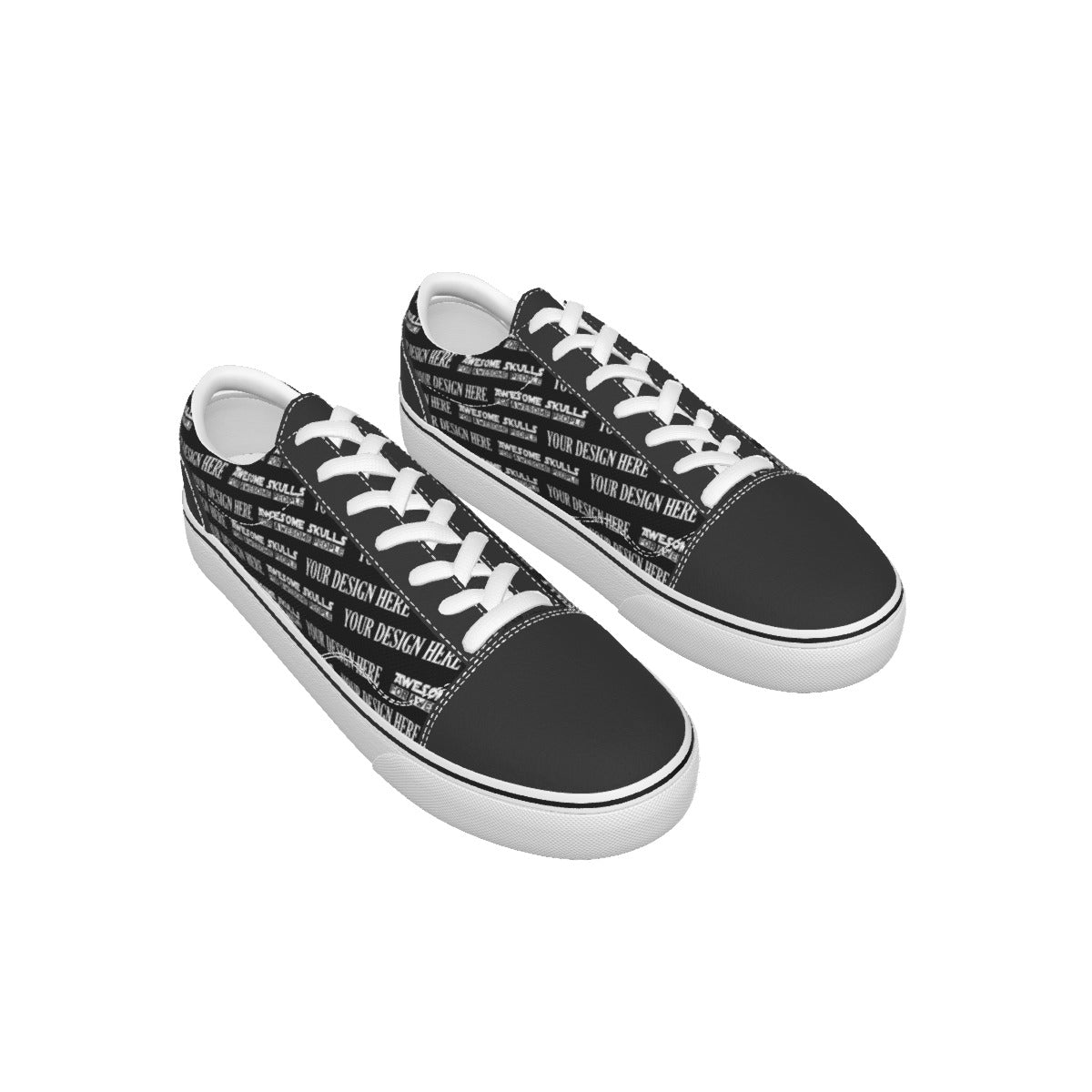 Custom Print on demand POD Women's Leather stitching canvas shoes