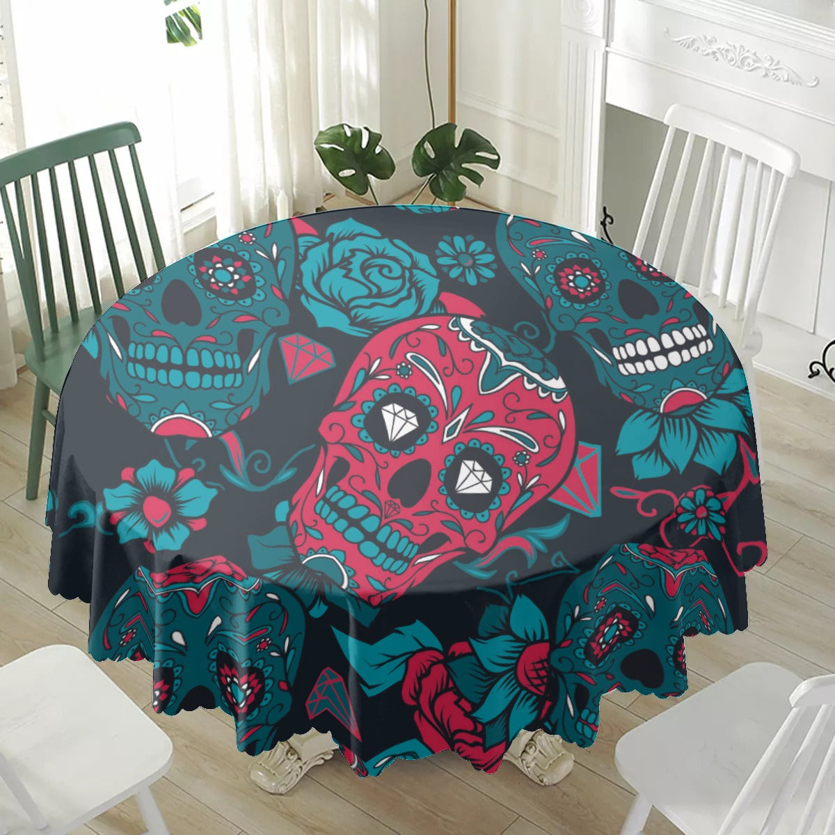 Sugar skull Waterproof tablecloth | Round 180(gsm)