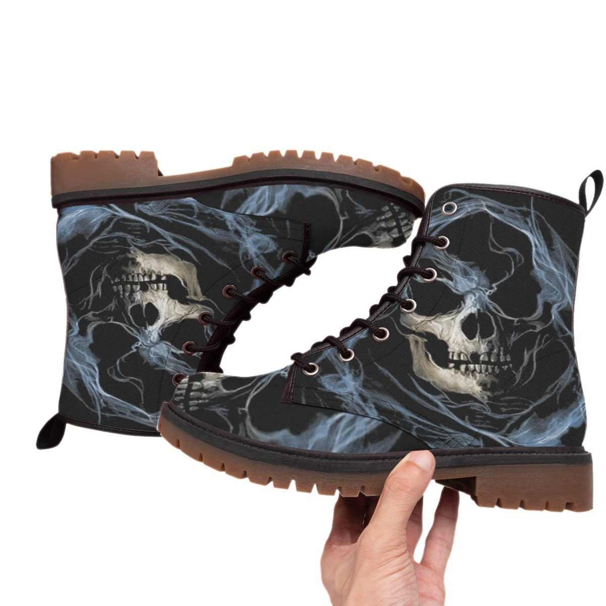 Grim reaper Men's women's Martin Short Boots, Skeleton gothic Halloween boots shoes for men women