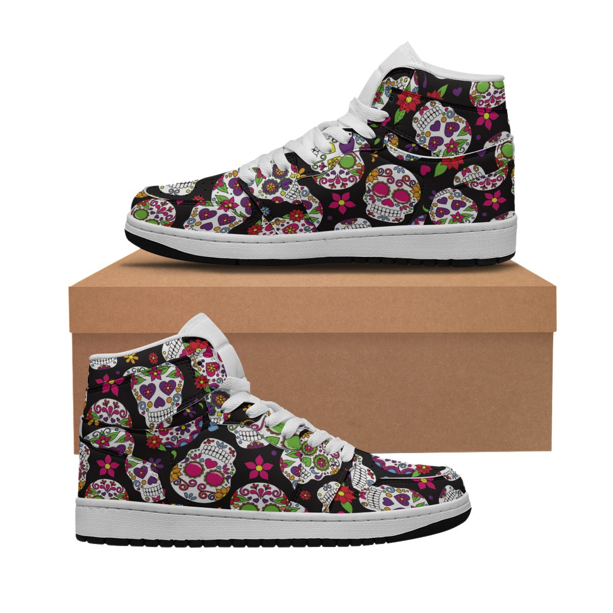 Sugar skull Day of the dead Women's Synthetic Leather Stitching Shoes