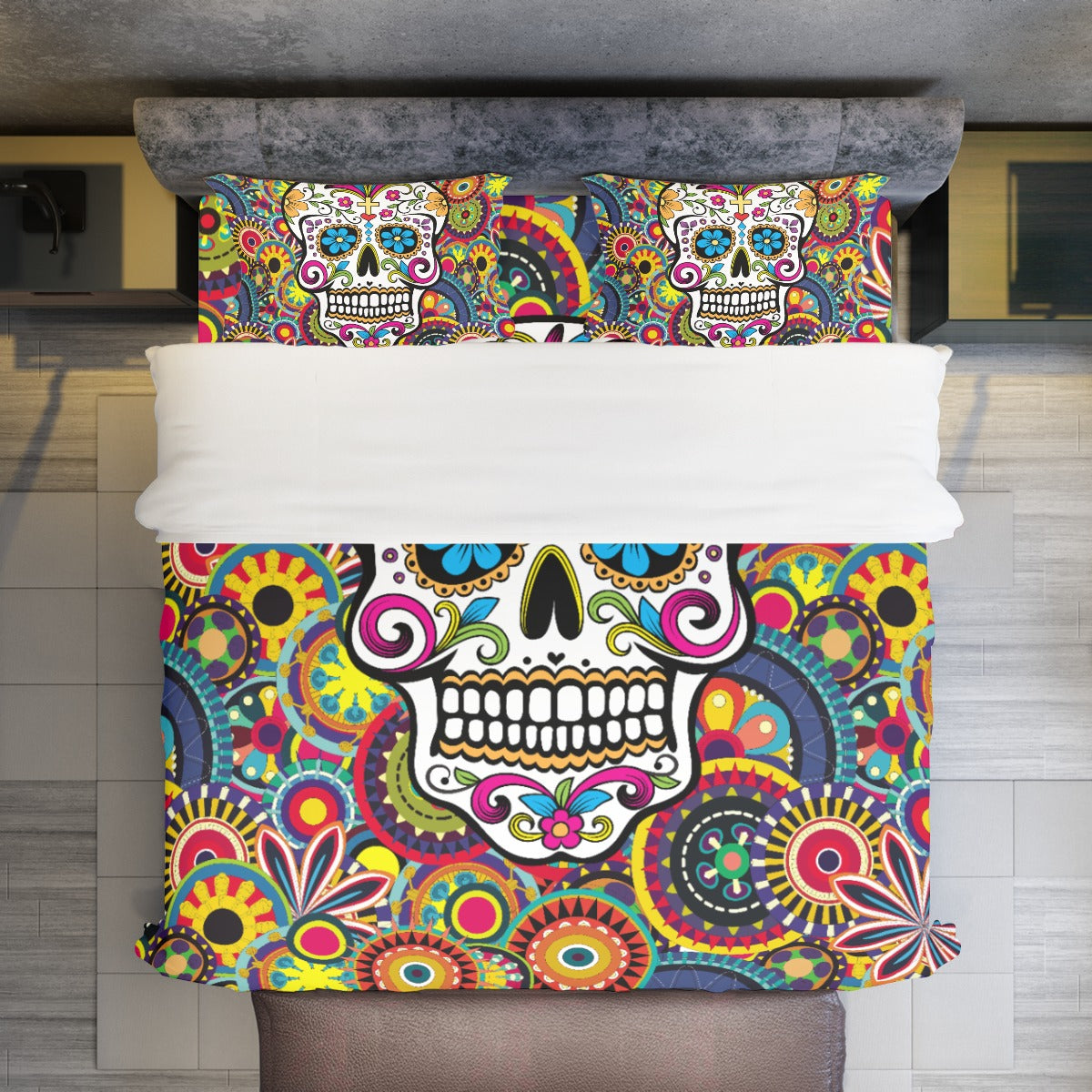 4 pcs Sugar skull Pattern day of the dead Duvet Cover Set