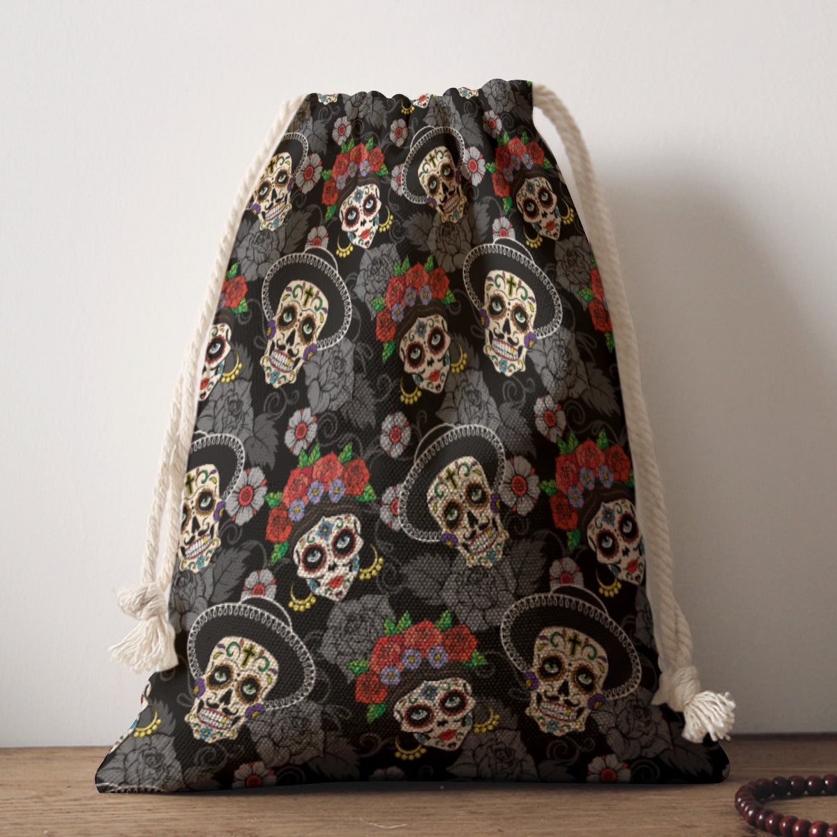 Day of the dead Mexican skull Drawstring Bag, Gothic calaveras sugar skull backpack