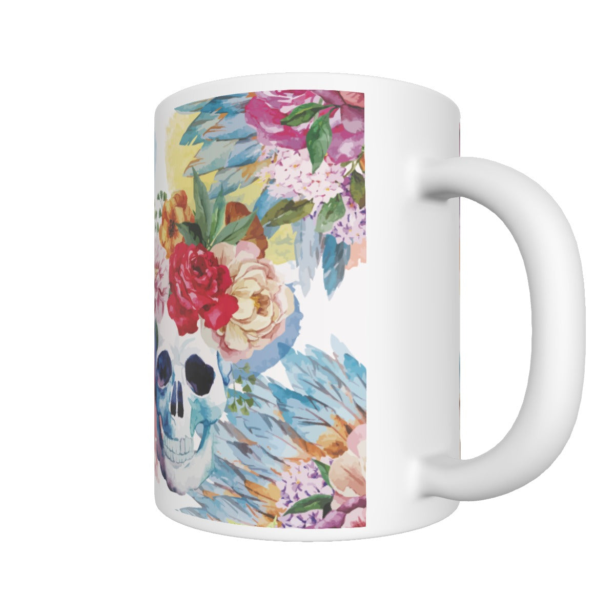 Floral skull Ceramics mug, gothic rose skull day of the dead tumbler cup mug