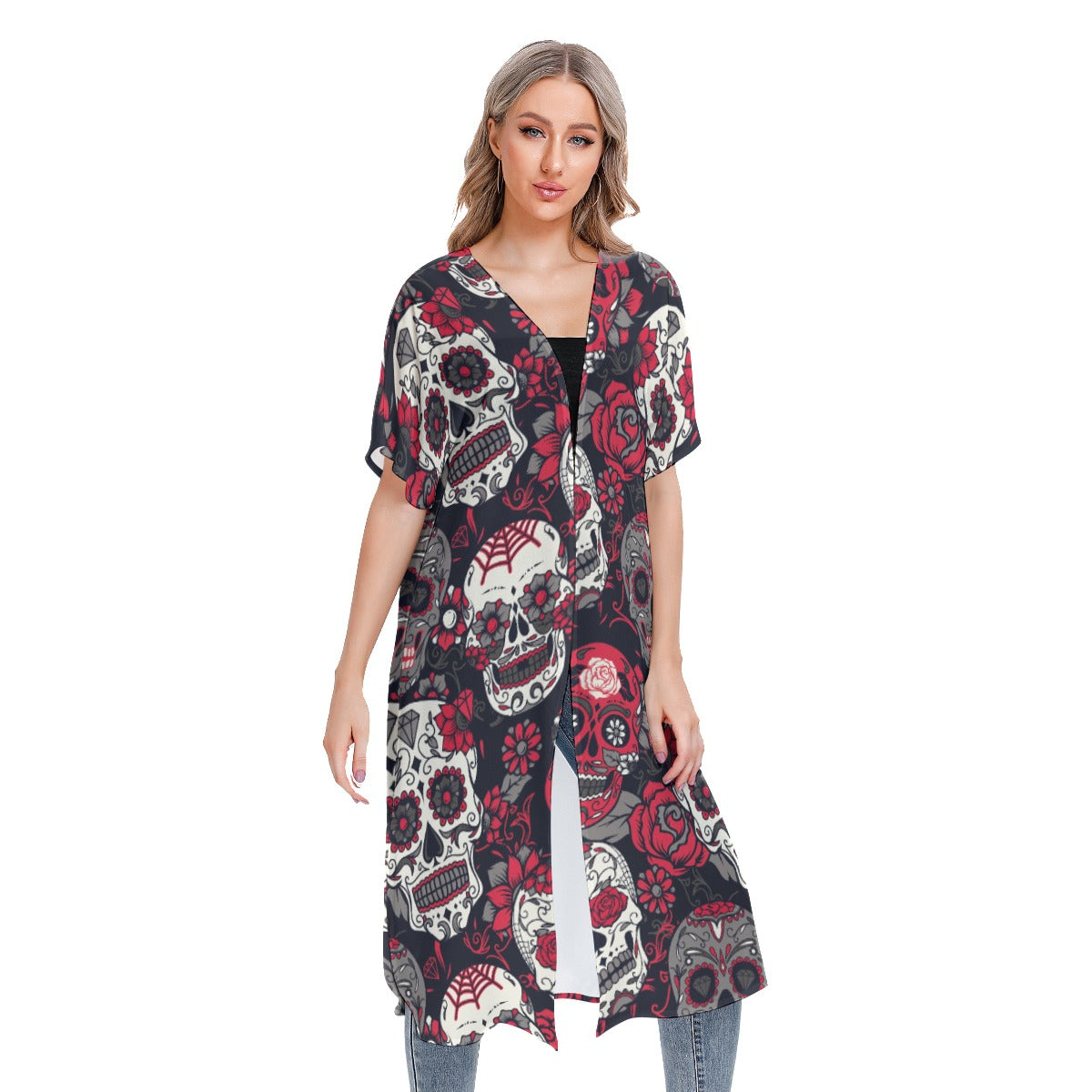 All-Over Print Women's Short Sleeve Cardigan