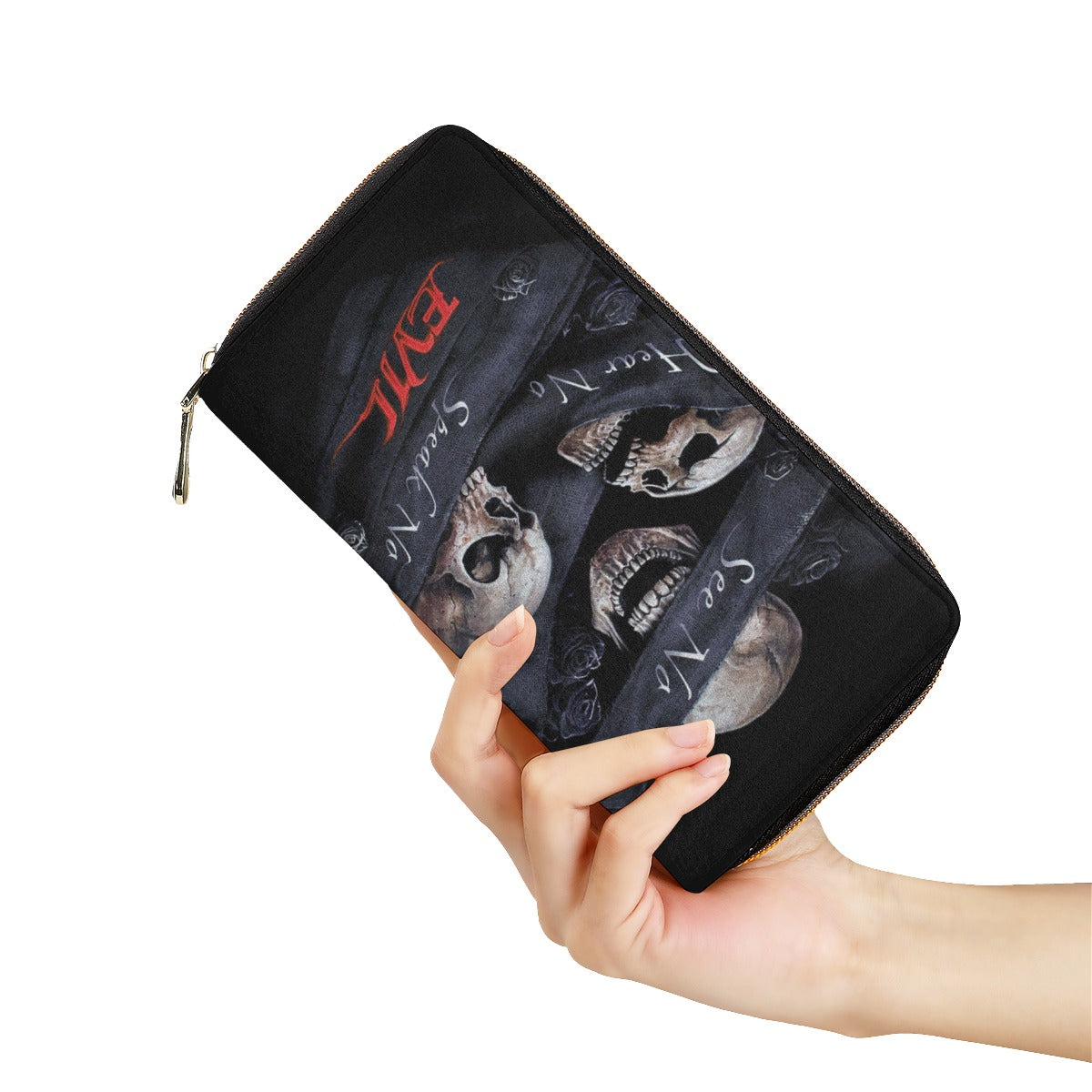 No see no hear no speak Mini Purse, gothic skull evils bag, skull wallet, halloween wallet