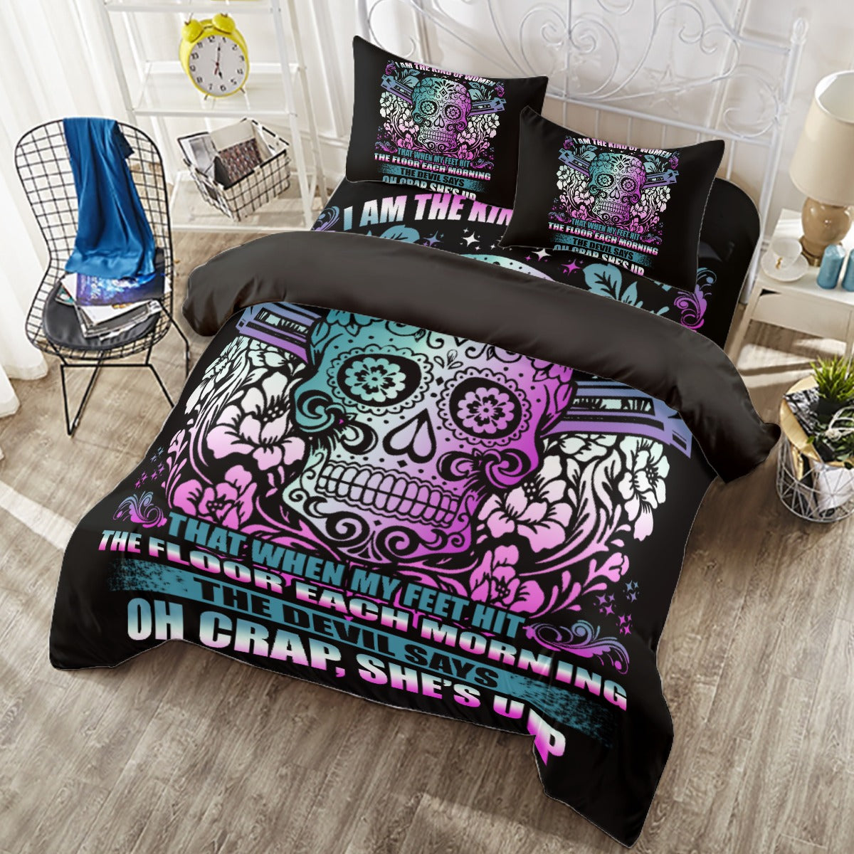 Sugar skull Four-piece Duvet Cover Set, Day of the dead bedding cover set