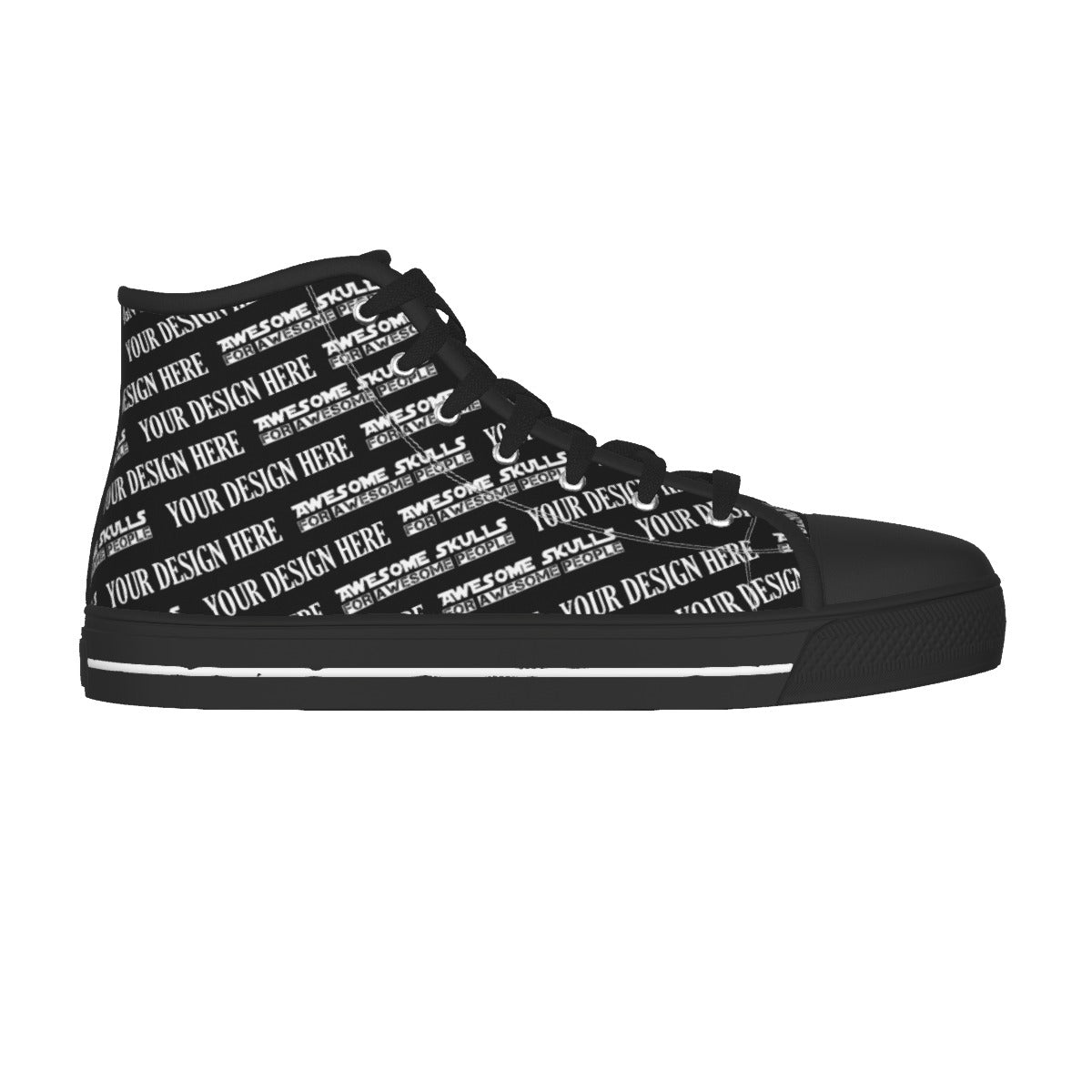 Custom Print on Demand POD Women's Black Sole Canvas Shoes