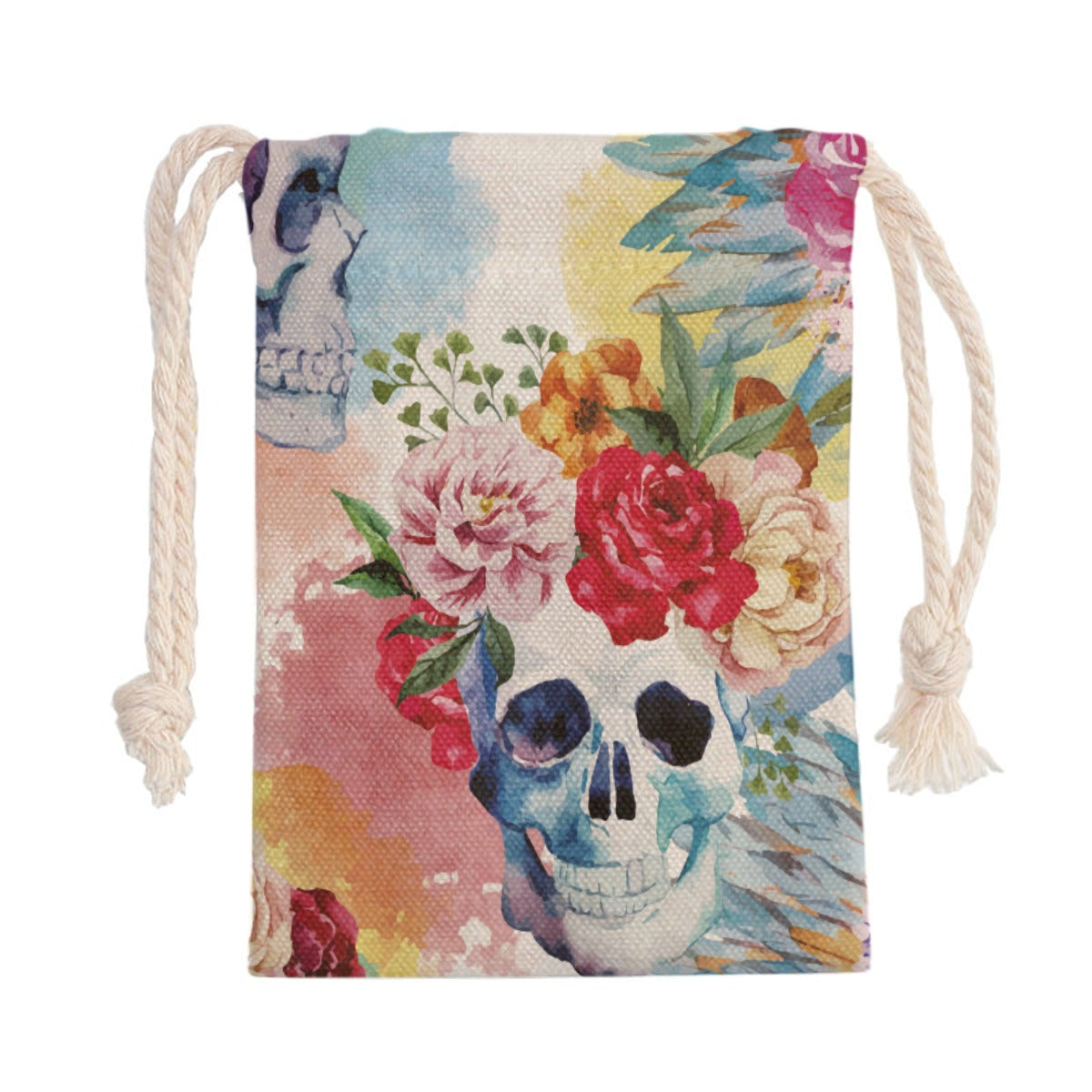 Floral skull Drawstring Bag, Sugar skull Bag Shoulder bag