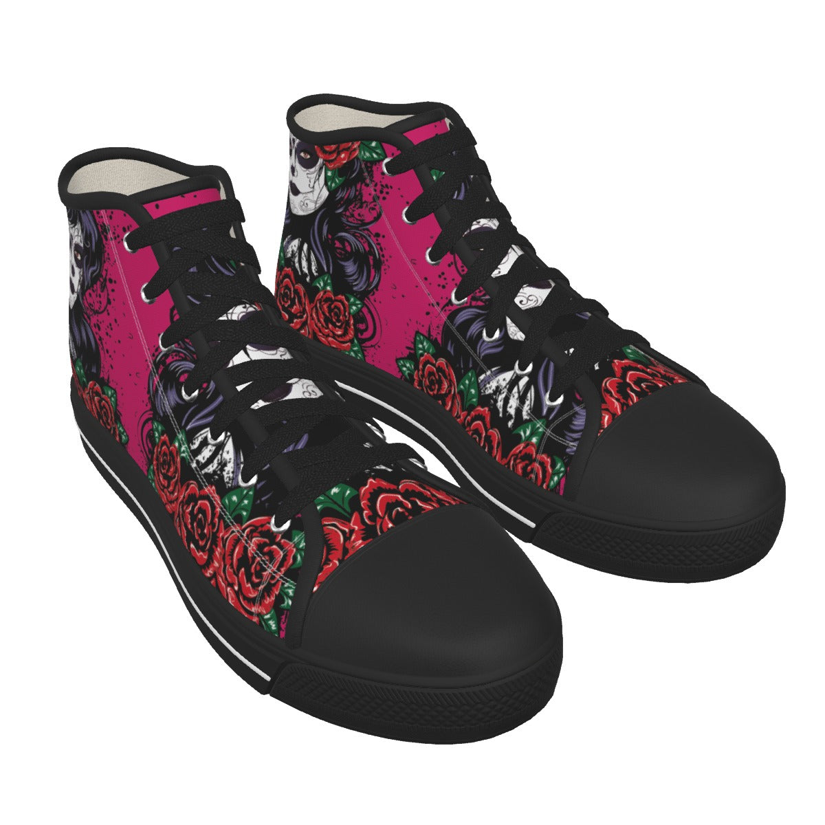 Sugar skull Women's Black Sole Canvas Shoes