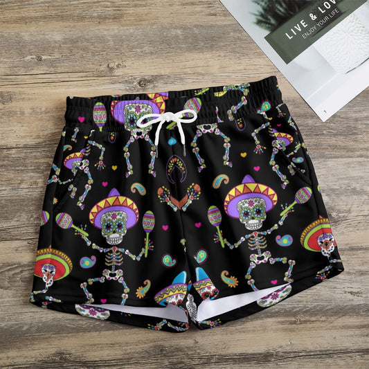 Sugar skull Day of the dead Women's Casual Shorts, Dia de los muertos gothic shorts