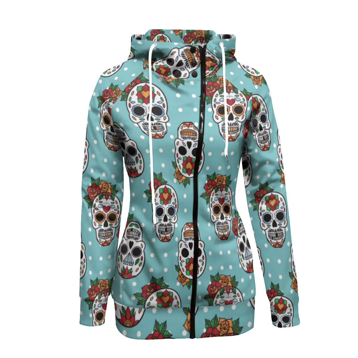 Sugar skull floral Women's Long Pullover Hoodie