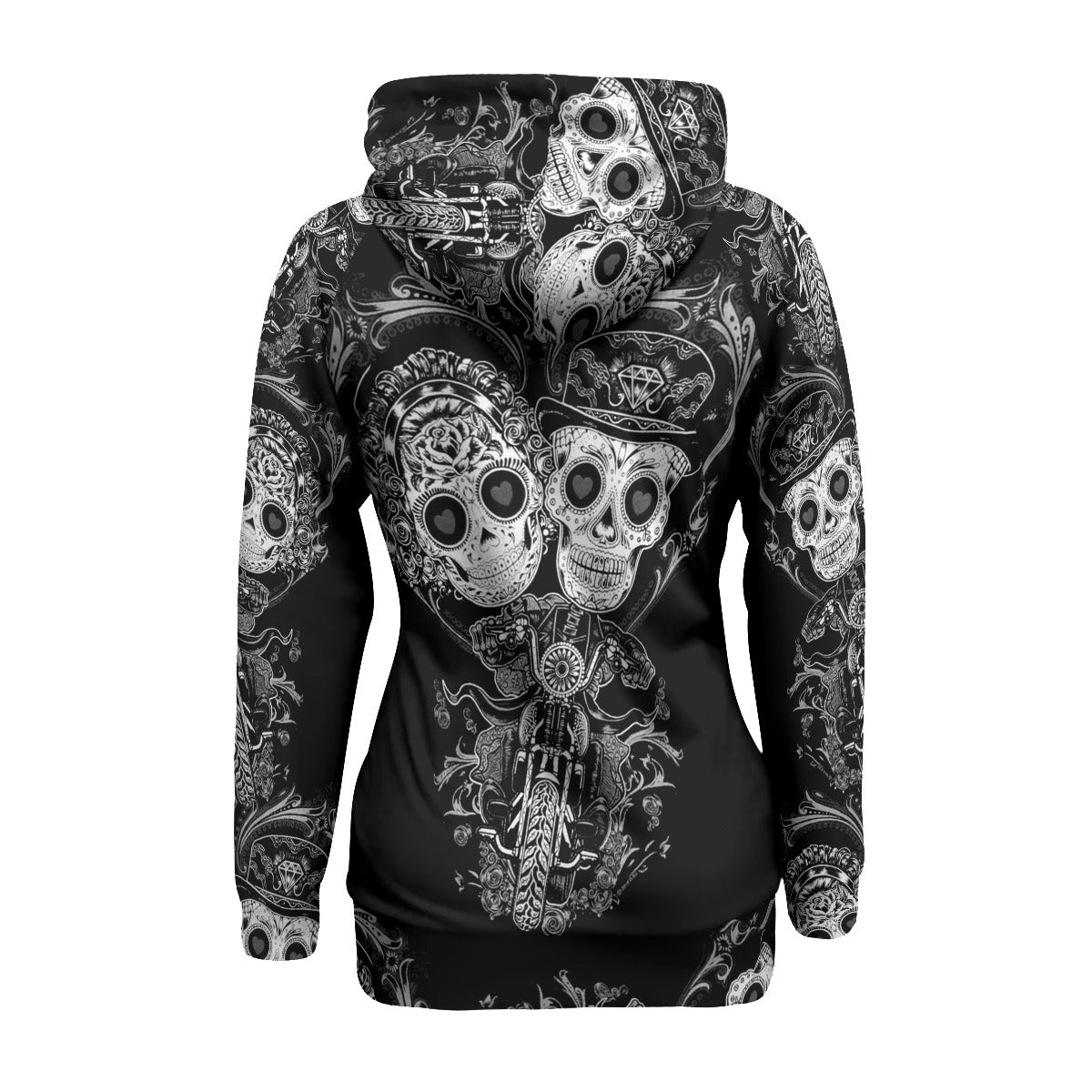 Sugar skull couple Women's Long Pullover Hoodie