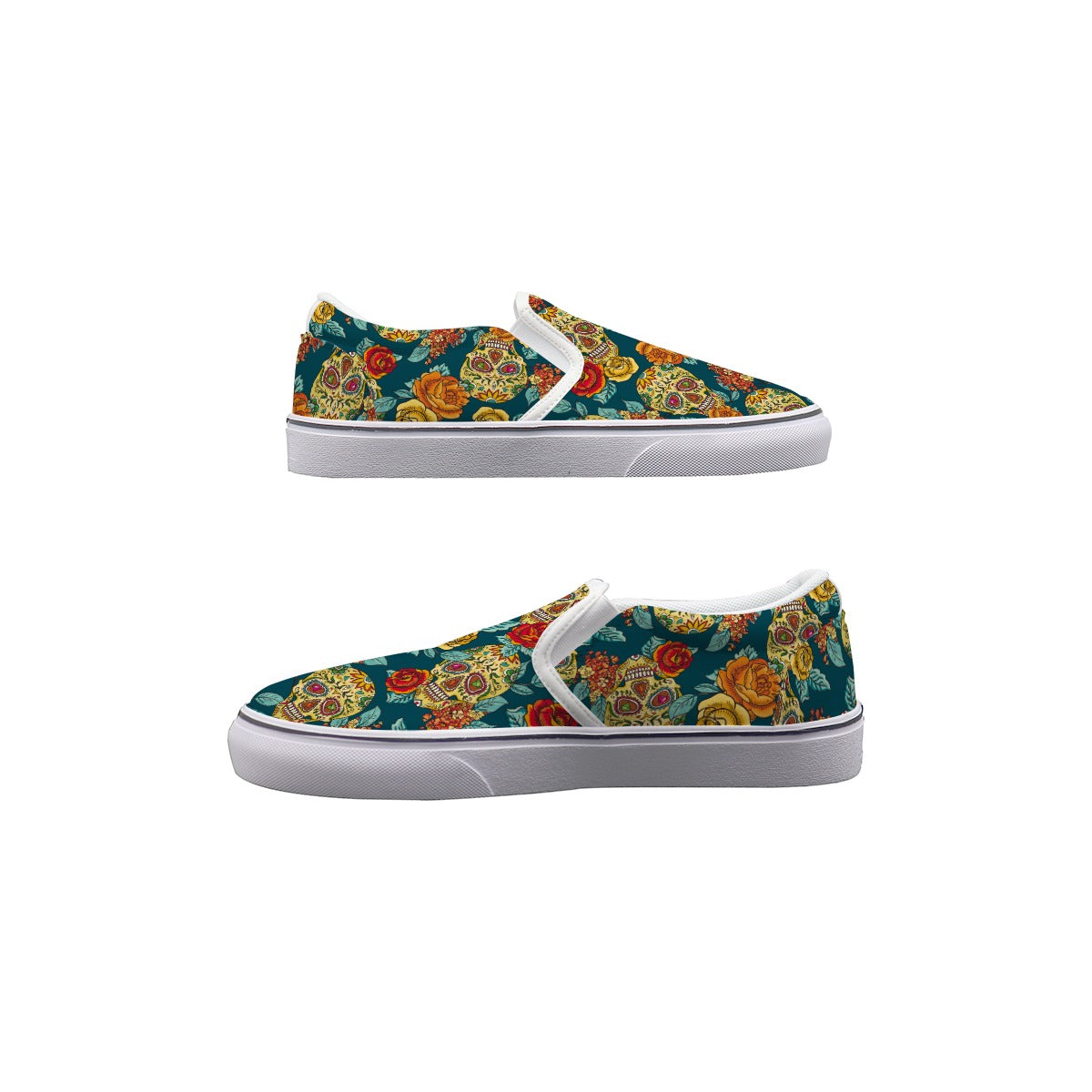 Sugar skull Day of the dead skull Women's Slip On Sneakers