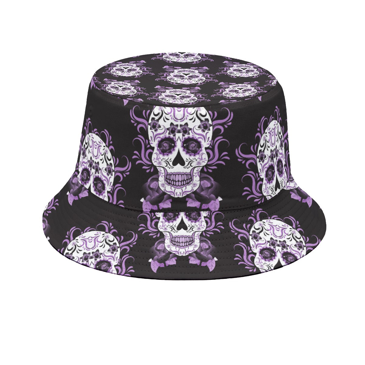 Dia de los muertos skull Fisherman hat, Gothic skull Halloween skeleton hat cap