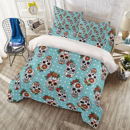 Floral sugar skull candy skulls Four-piece Duvet Cover Set