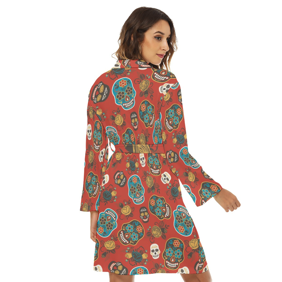 Candy skull dia de los muertos Women's Robe