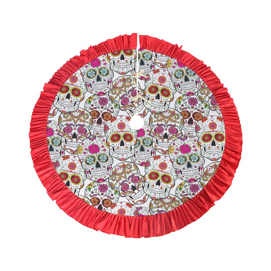 Day of the dead Red Christmas Tree Skirt