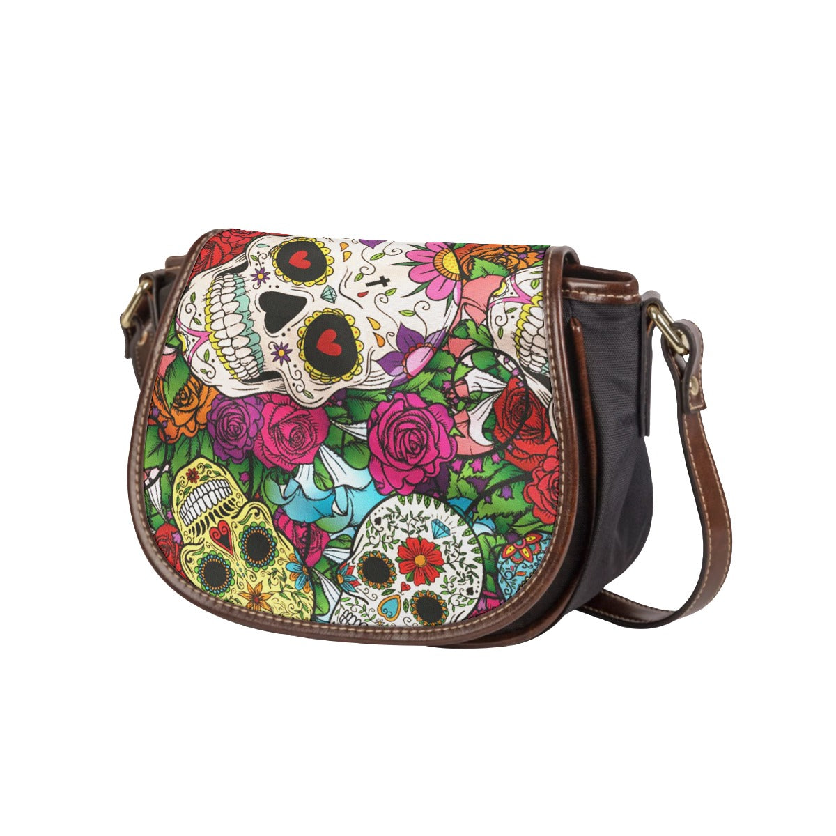 Sugar skull Tambourin Bag, Day of the dead skeleton bag, skull shoulder bag