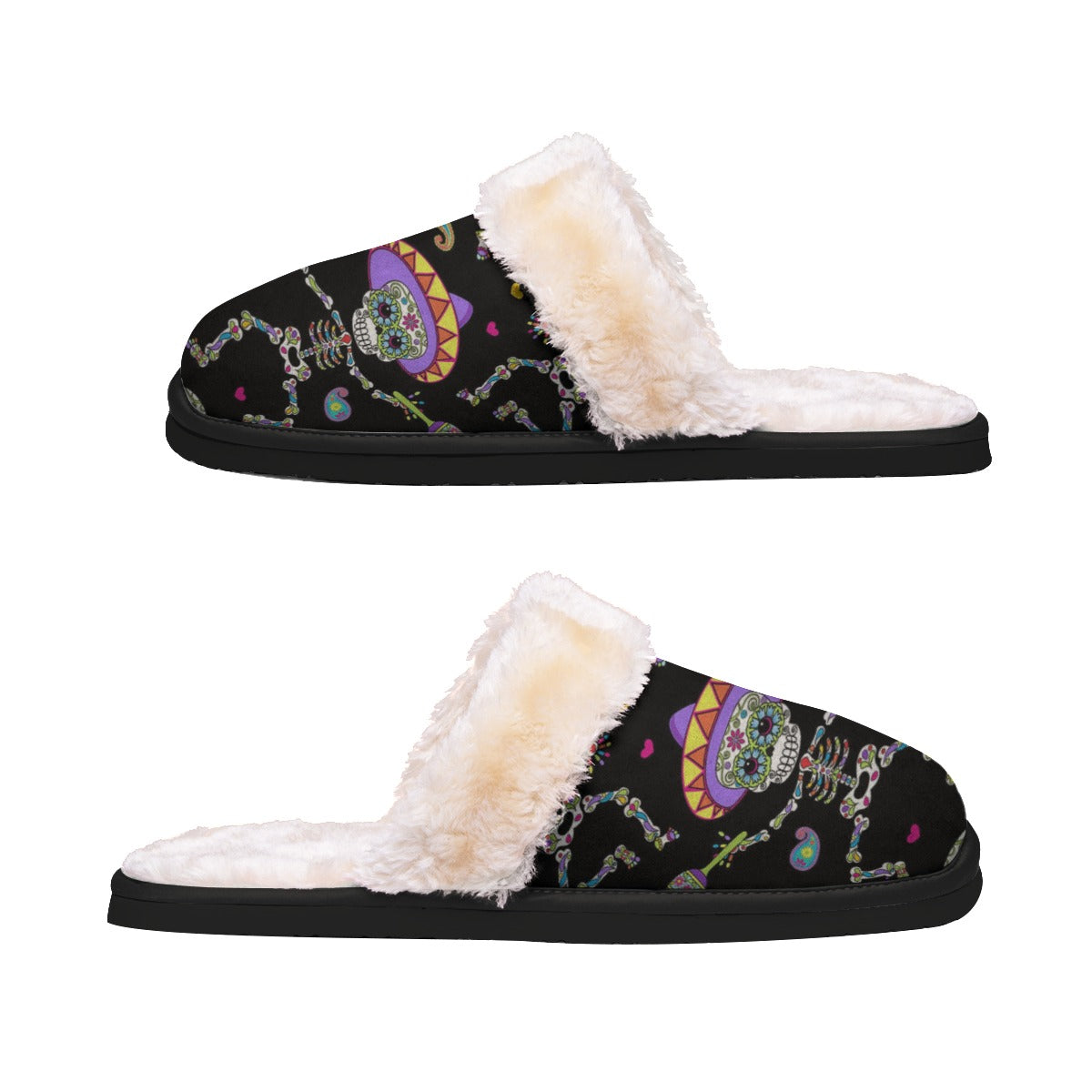 Day of the dead Mexican skull Women's Home Plush Slippers
