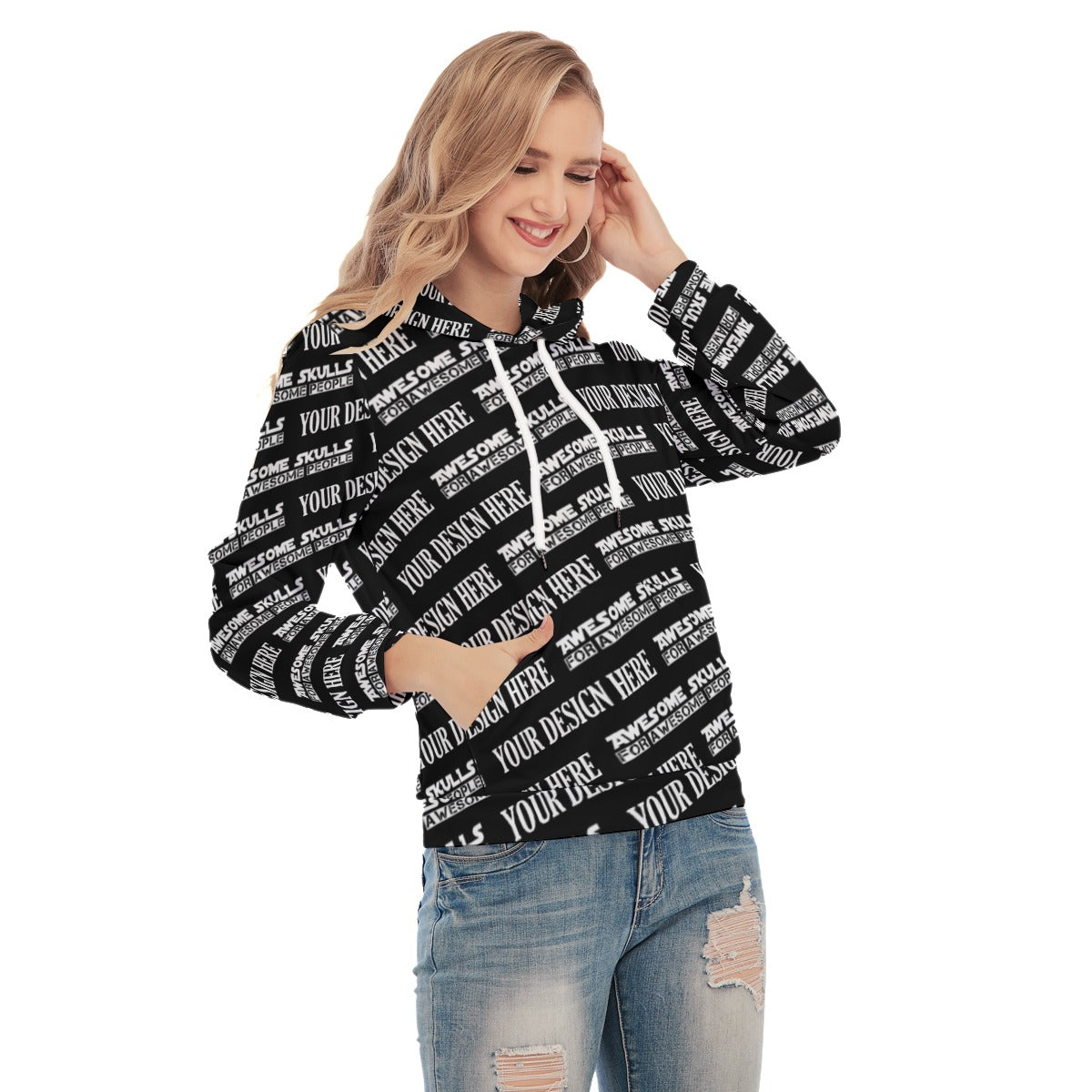 Custom print on demand pod Women's Hoodie Women's Slim Pullover Hoodie