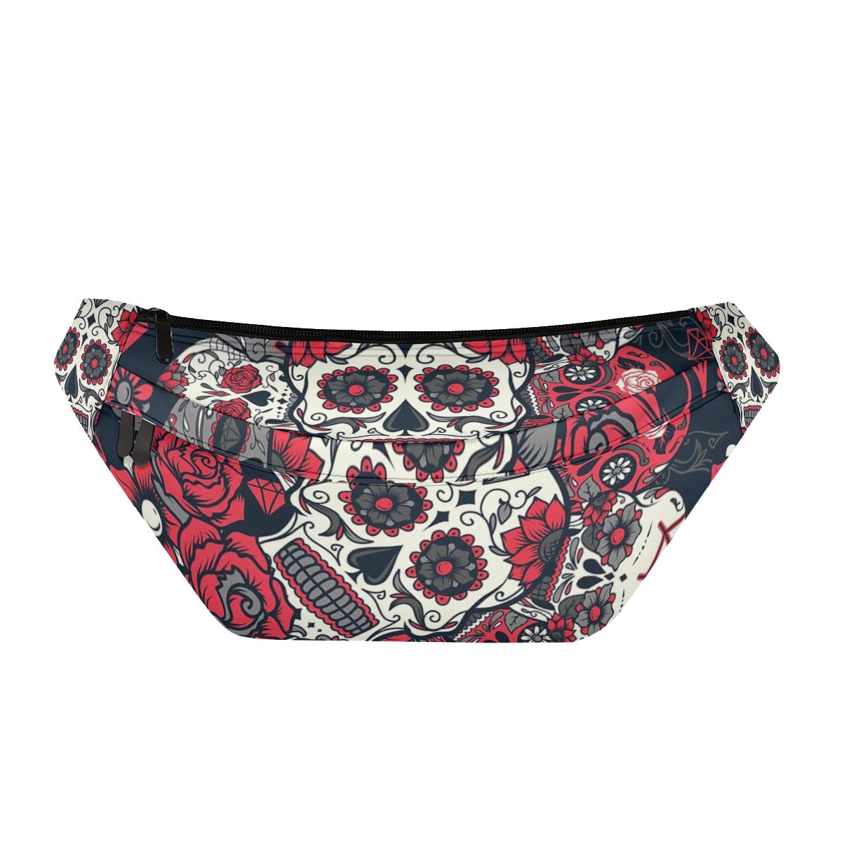 Sugar skull Day of the dead Large Fanny Bag, Gothic Mexican calaveras skull waist bag purse
