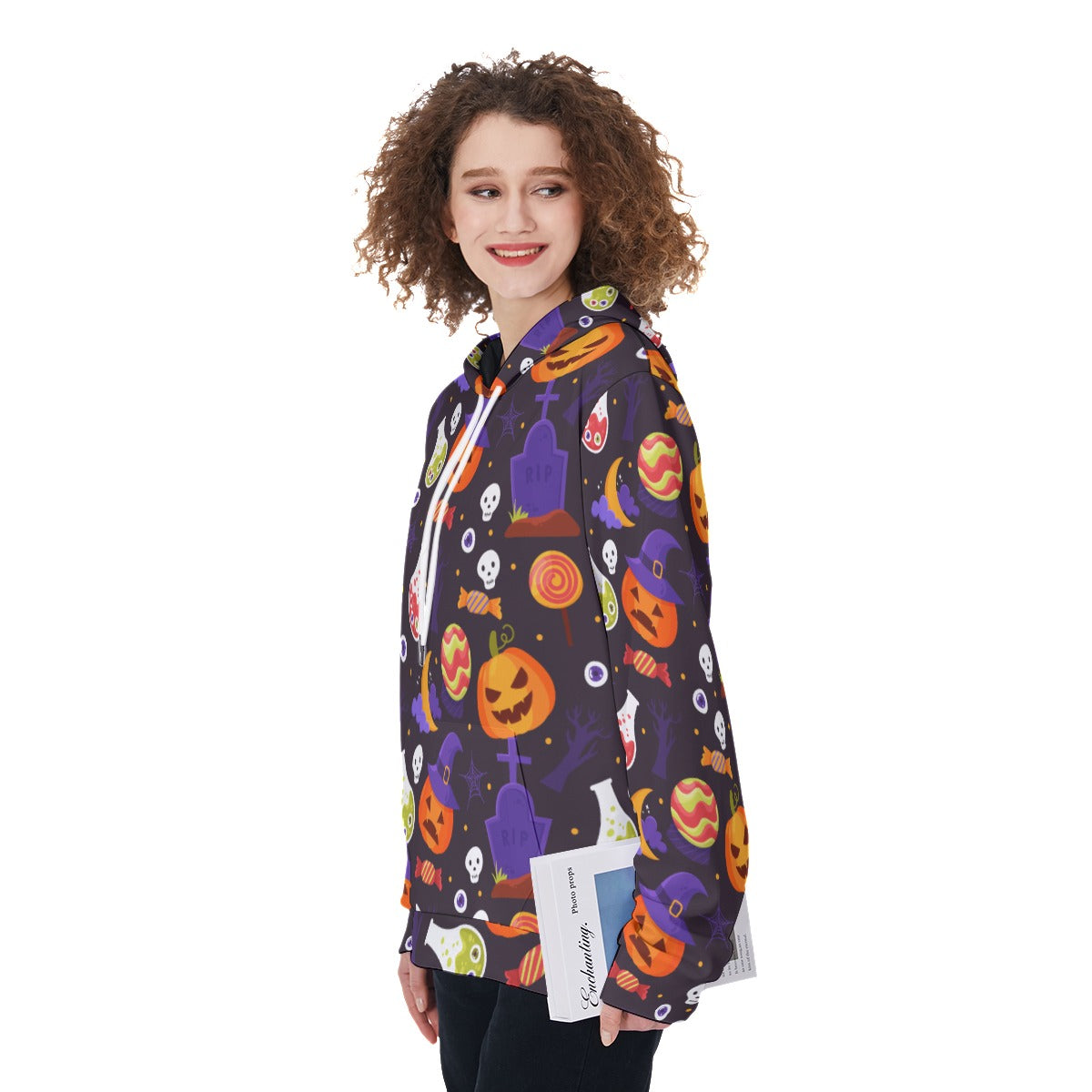 Halloween Pumpkin Women's Pullover Hoodie, Gothic skeleton pumpkin Hoode