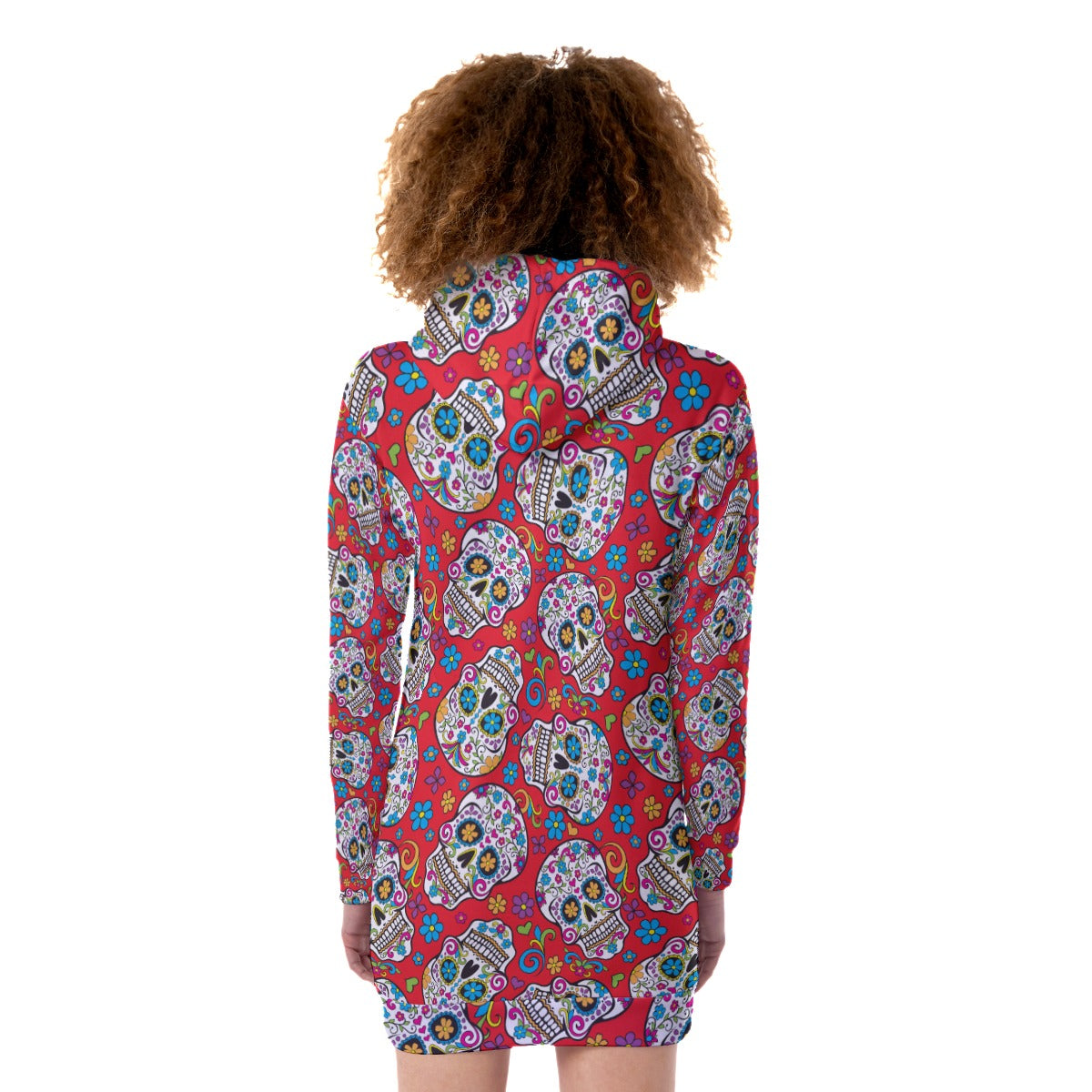 Day of the dead skull Print Women's Heavy Fleece Long Hoodie
