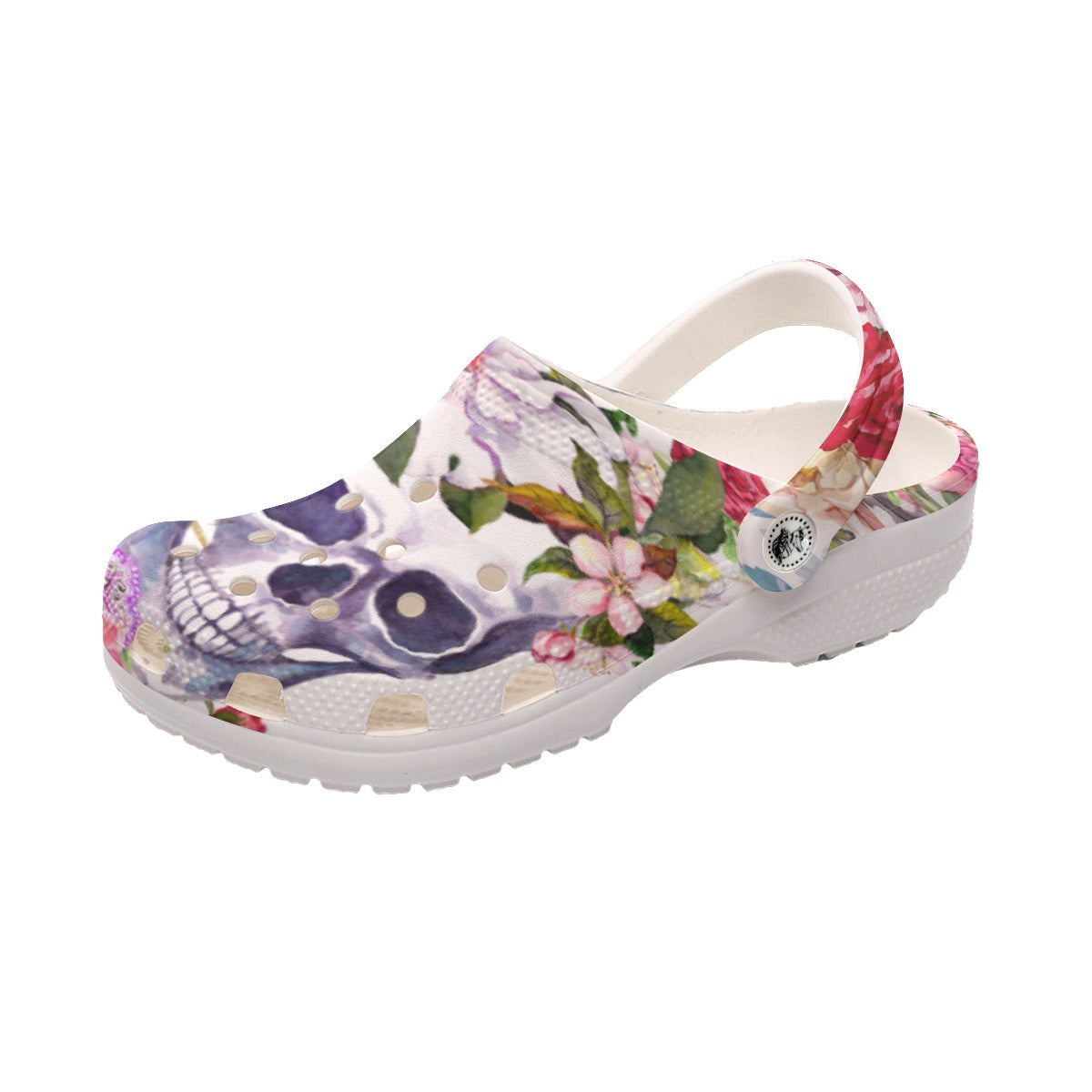 Floral skull rose skeleton Women's Classic Clogs