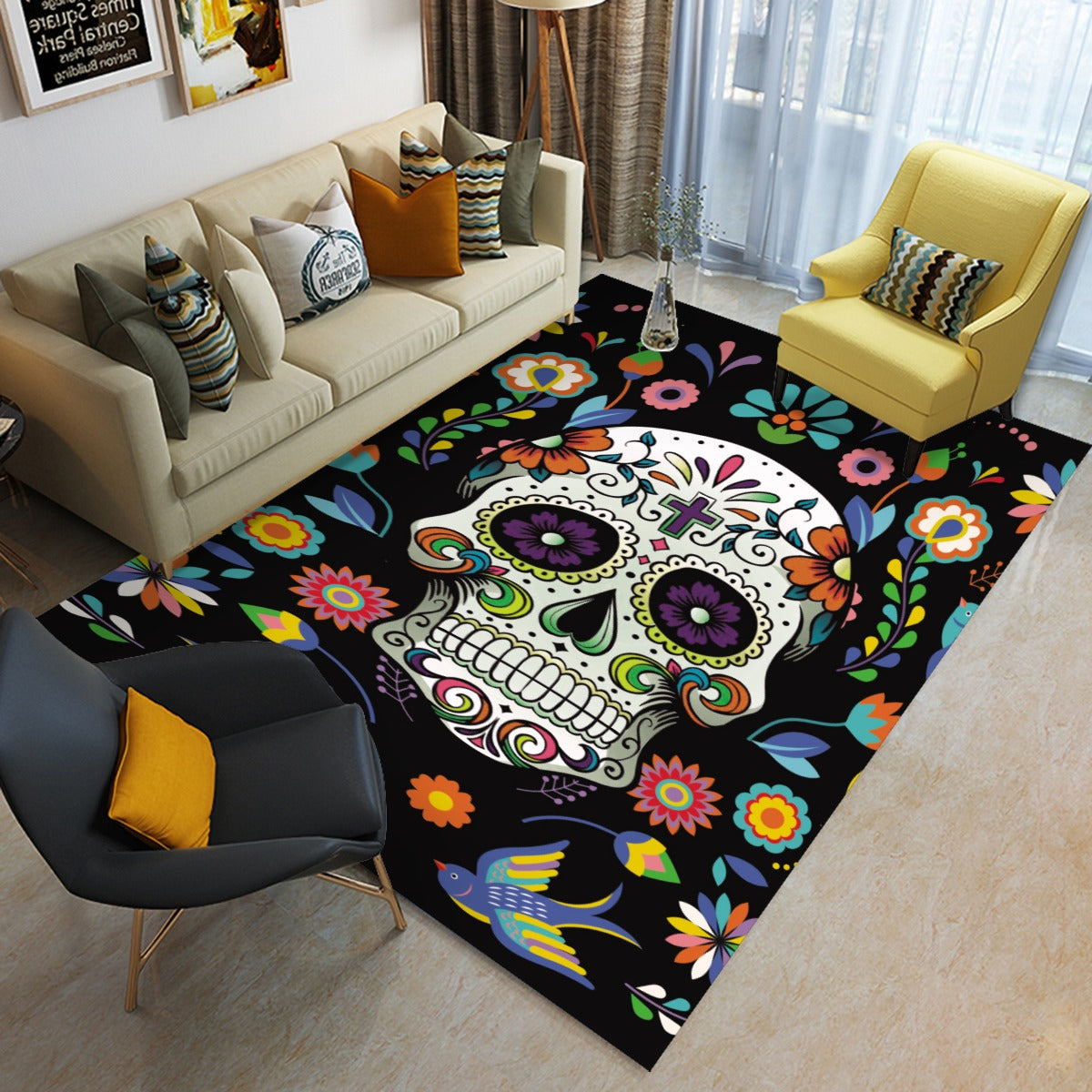 Sugar skull Day of the dead Foldable Rectangular Floor Mats